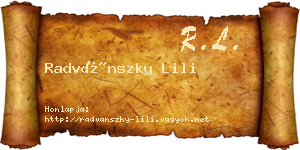 Radvánszky Lili névjegykártya